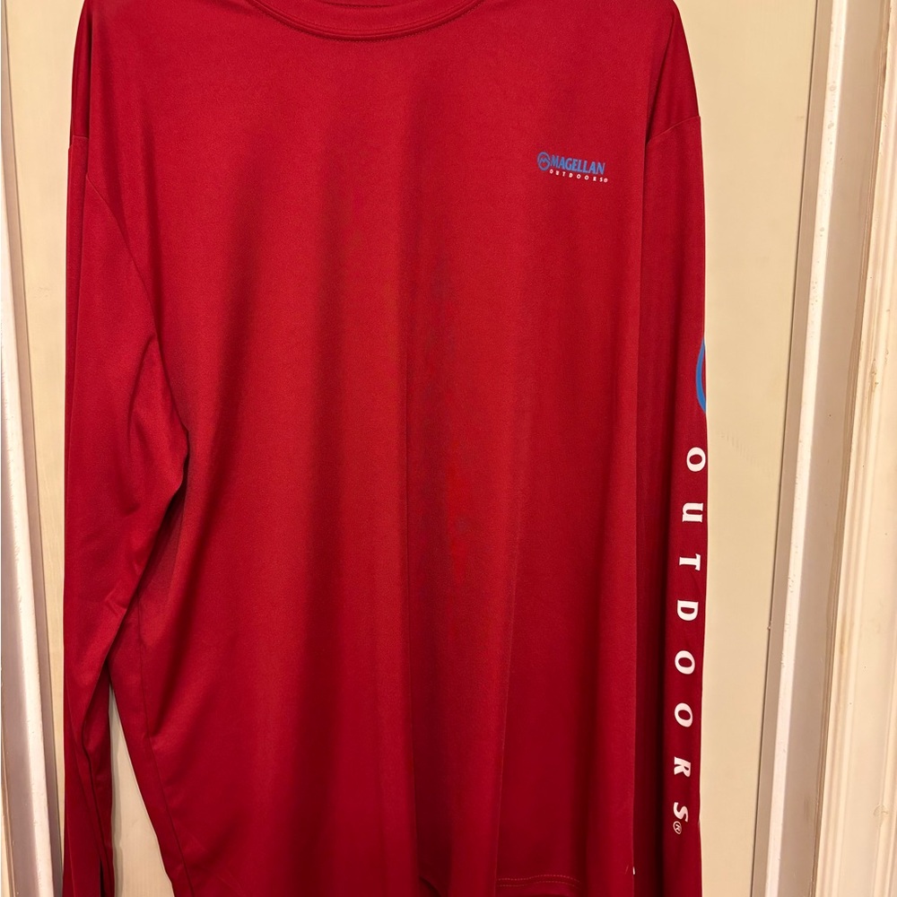 Magellan Outdoors Men's Vibrant Red Long Sleeve Tee - Picture 3 of 4